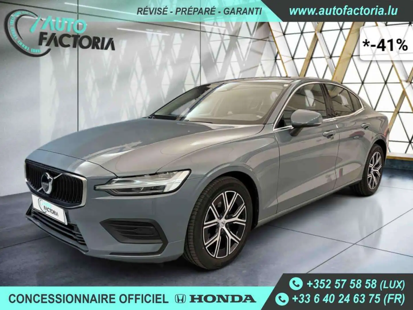 Volvo S60 -41% B4 MHEV 197cv BVA +GPS+CAM+LED+CLIM+Options Gris - 1