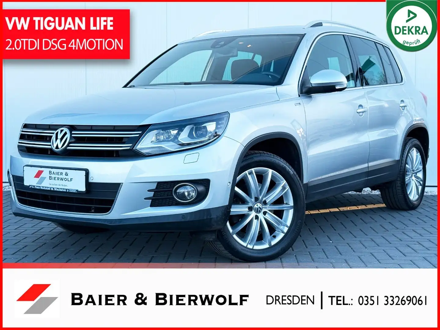 Volkswagen Tiguan Life 2.0TDI 4Motion DSG AHK XENON PANO Silber - 1