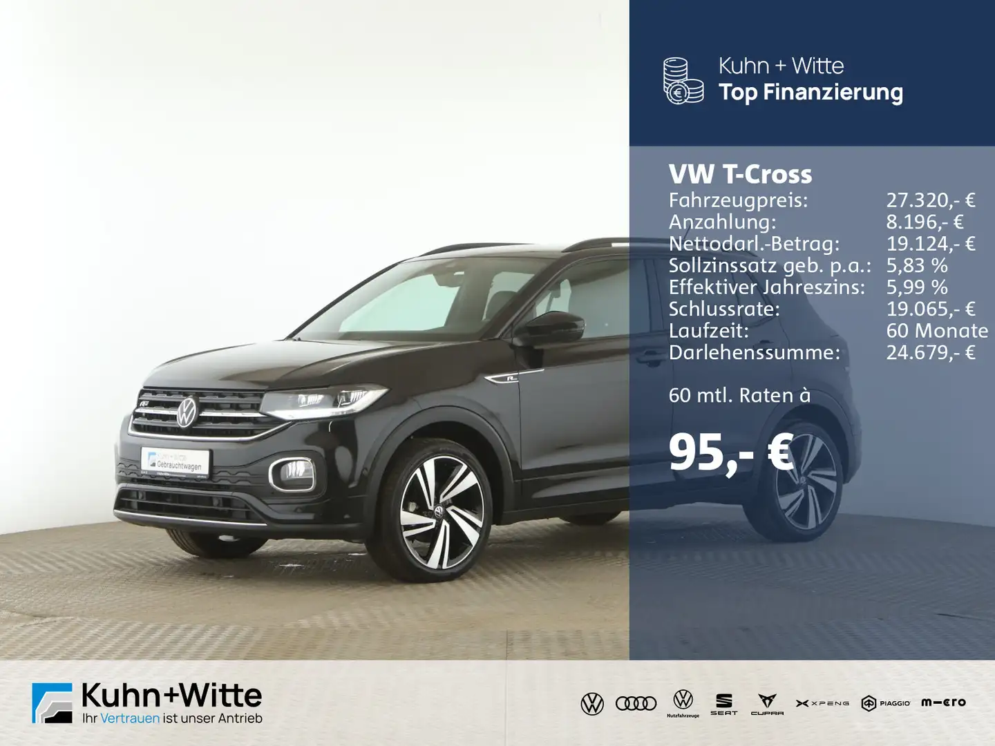Volkswagen T-Cross 1.5 TSI R-Line *ACC*IQ.Drive*RFK*Navi*Ap Schwarz - 1