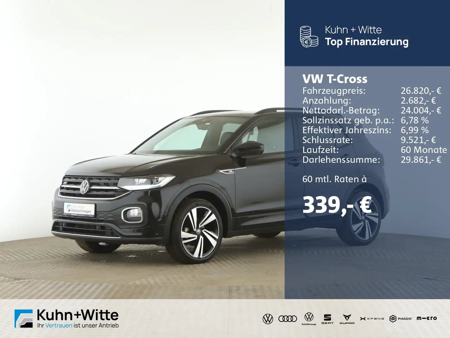 Volkswagen T-Cross 1.5 TSI R-Line *ACC*IQ.Drive*RFK*Navi*Ap Schwarz - 1