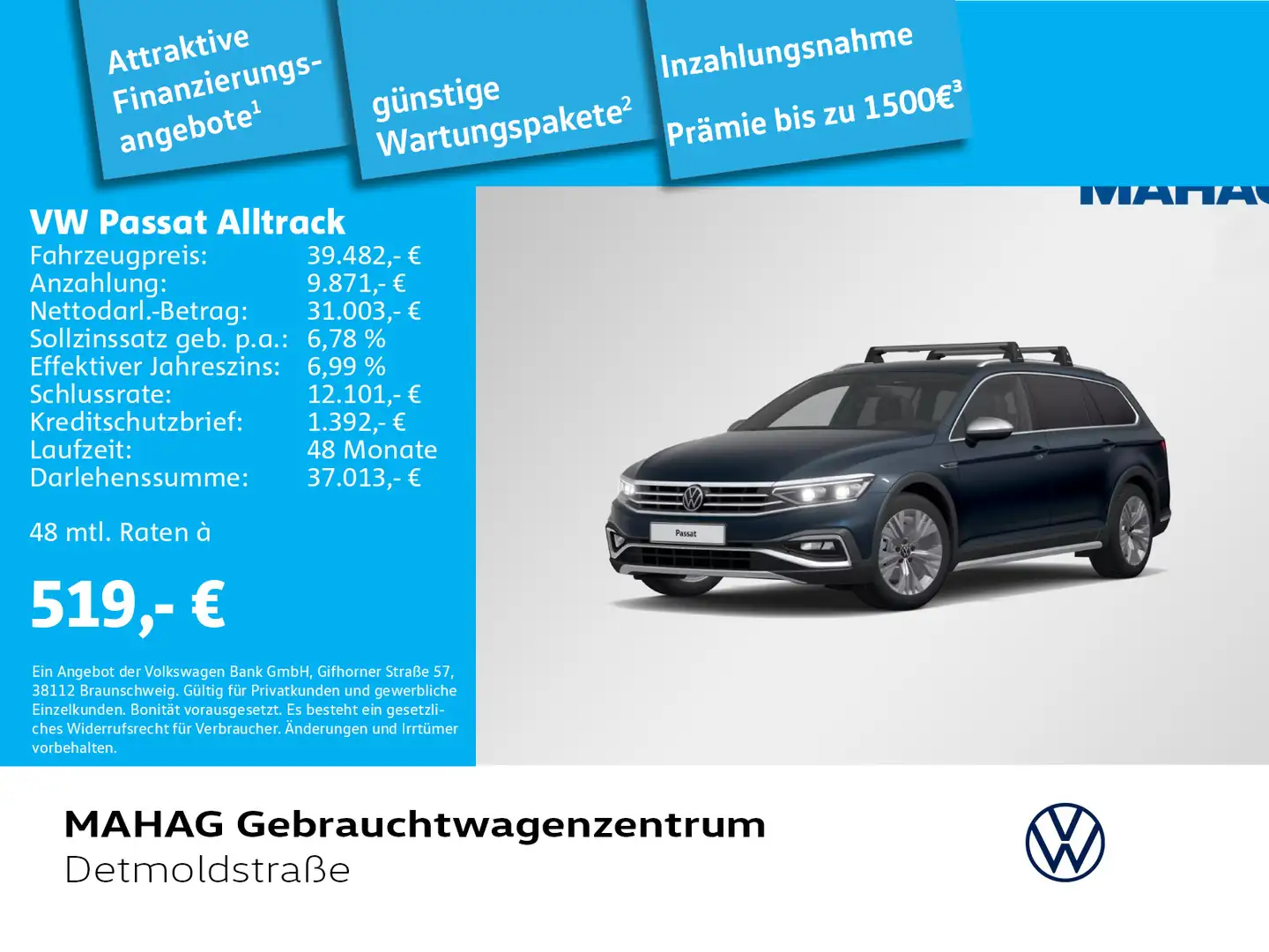 Volkswagen Passat Alltrack 2.0 TDI 4Mot. AHK Navi IQ.Light Bleu - 1