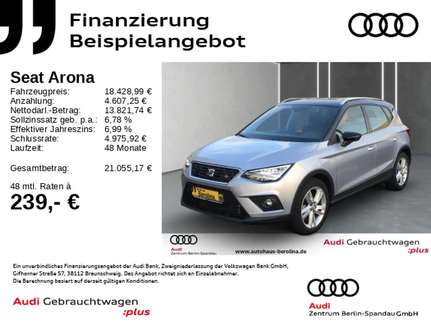SEAT Arona 1.0 TSI FR DSG *ACC*NAV*LED*Vision+*SHZ* Silber - 1