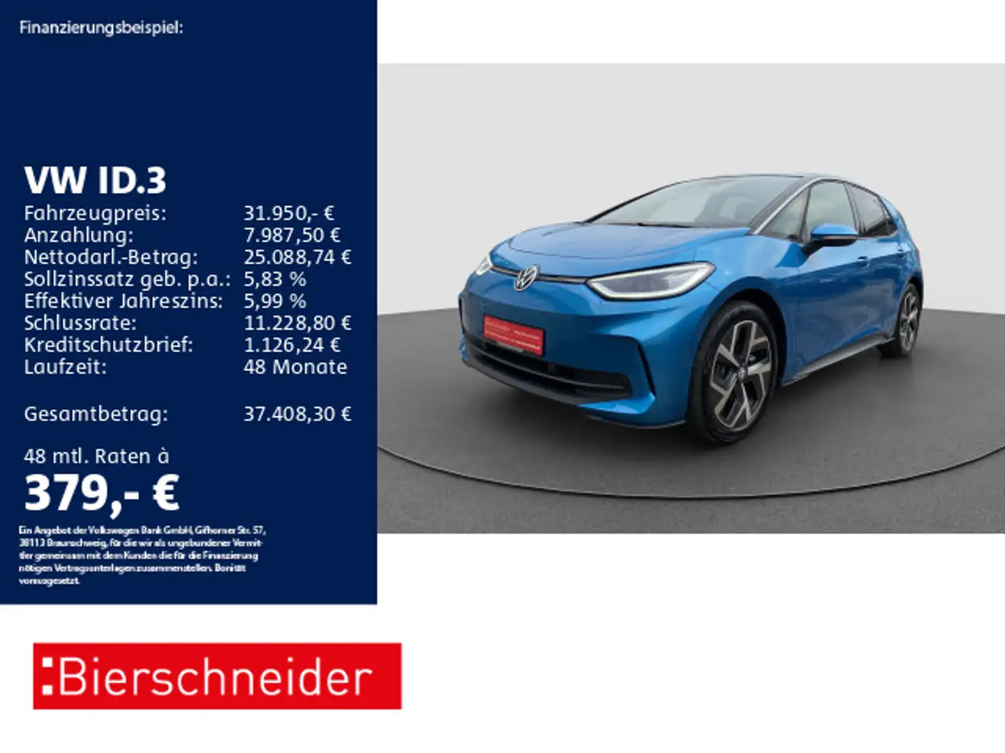 Volkswagen ID.3 Pro 19 AHK MATRIX PANO CAM Blau - 1