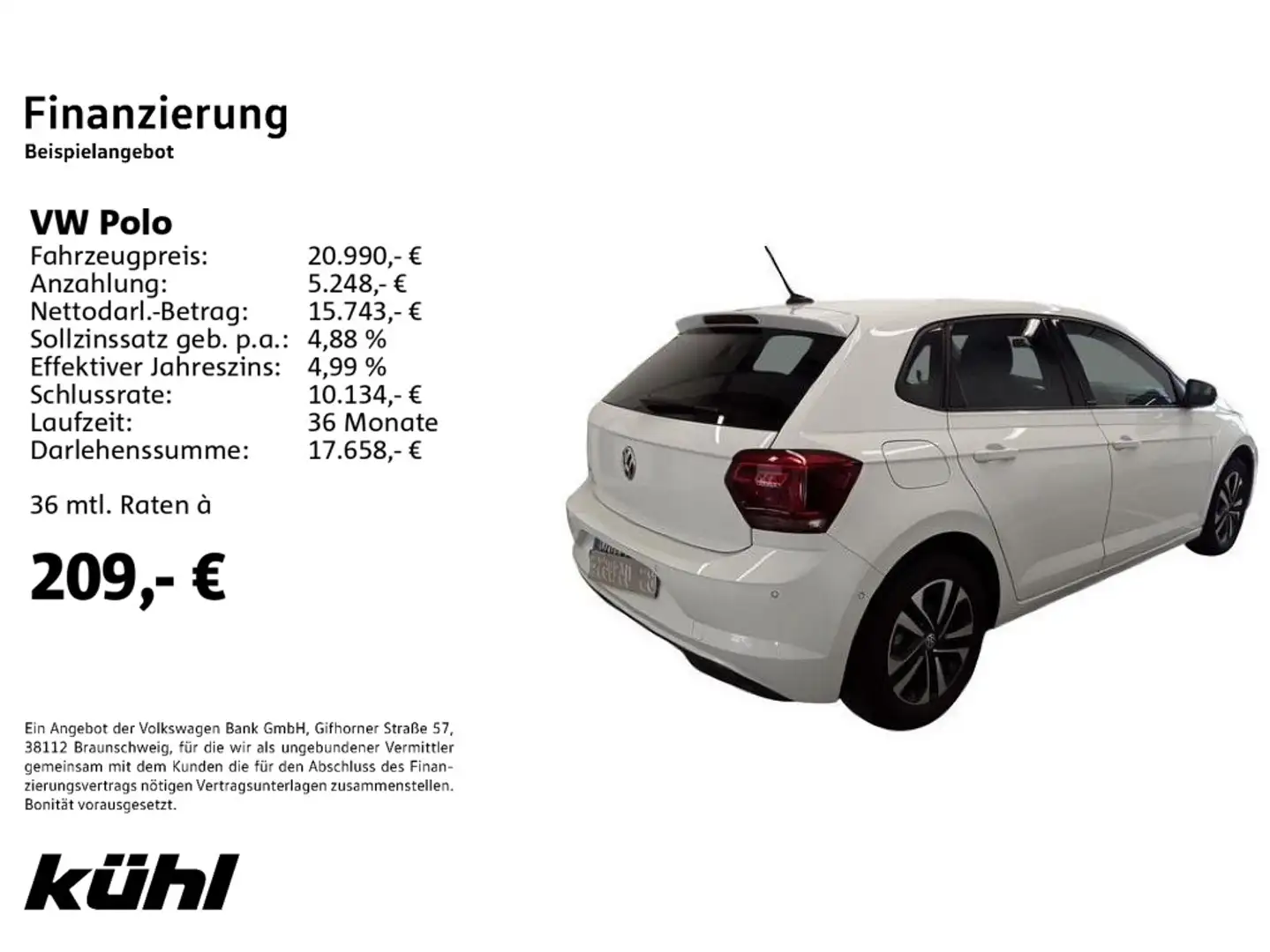Volkswagen Polo VI 1.0 TSI DSG IQ.DRIVE Navi,LED,Active Inf Weiß - 2