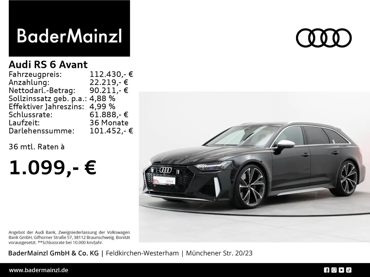 Audi RS6 AHK Matrix B&O Pano HUD RS-Dynamik Noir - 1