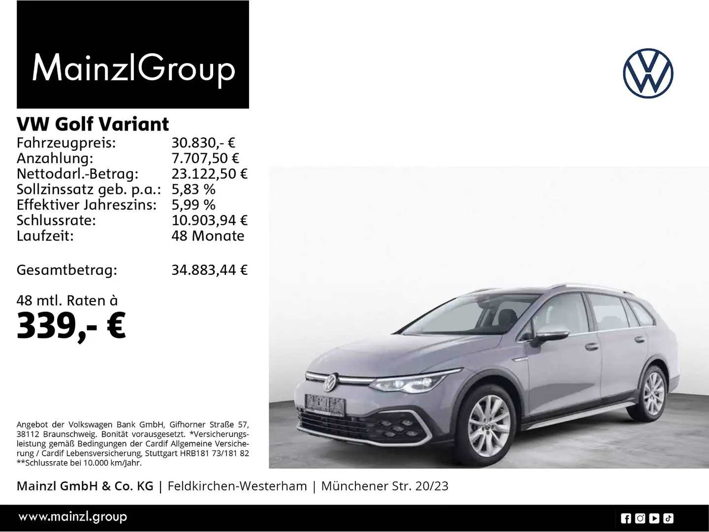 Volkswagen Golf Variant Alltrack 2.0 TDI 4M DSG AHK Stdhz Grau - 1