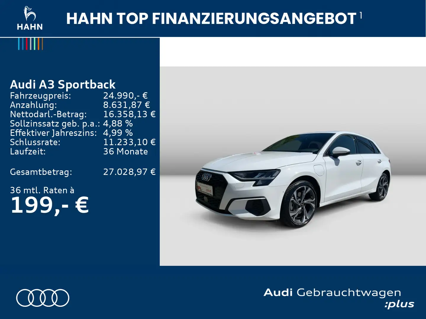 Audi A3 40 TFSIe S tronic Einpark CarPlay Blanc - 2