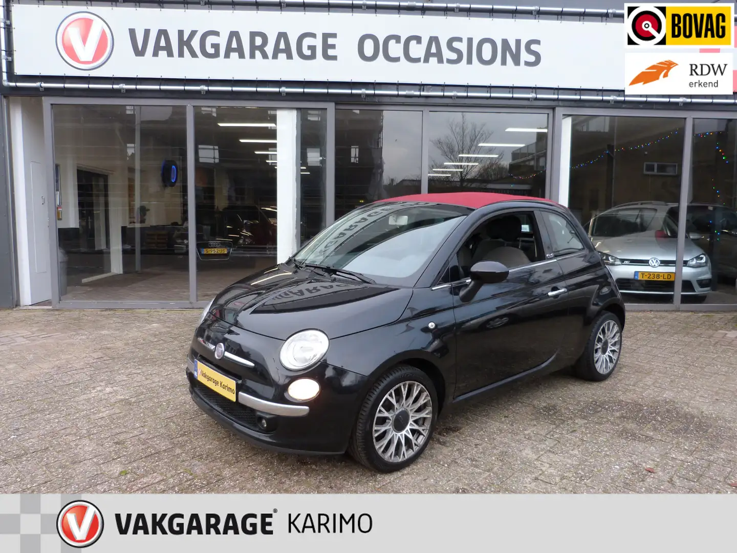 Fiat 500C 1.2 Pop Cabrio Zwart - 1