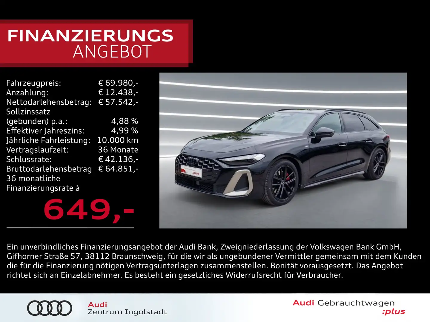 Audi A5 Avant TDI qu 2x S line MATRIX B&O AHK HuD KAM Schwarz - 1