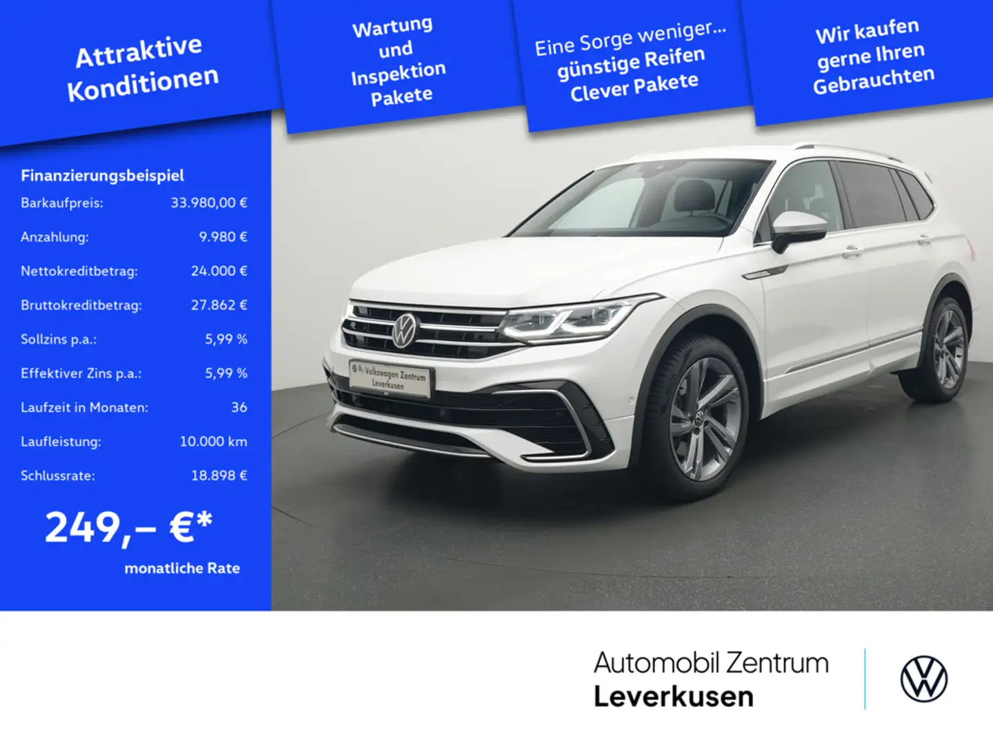 Volkswagen Tiguan Allspace R-Line 4Motion AHK ACC NAVI S Weiß - 1