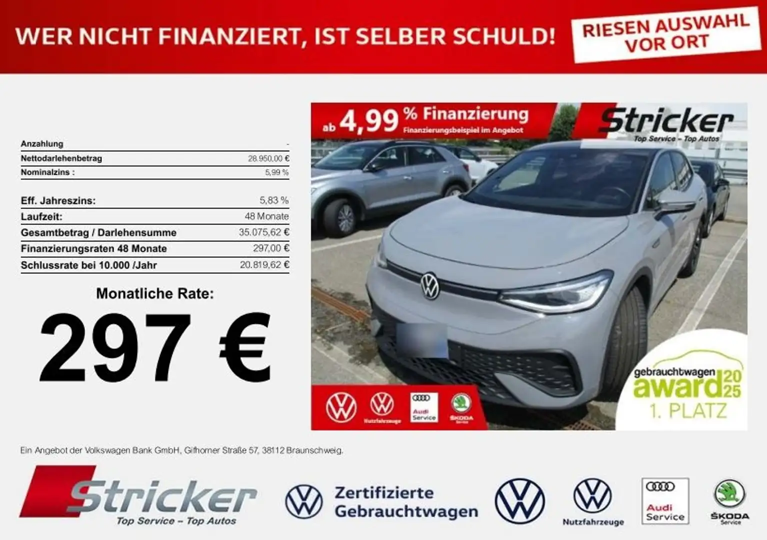 Volkswagen ID.5 Pro Performance 150/77 297,-ohne Anzahlung Pano W Grau - 1