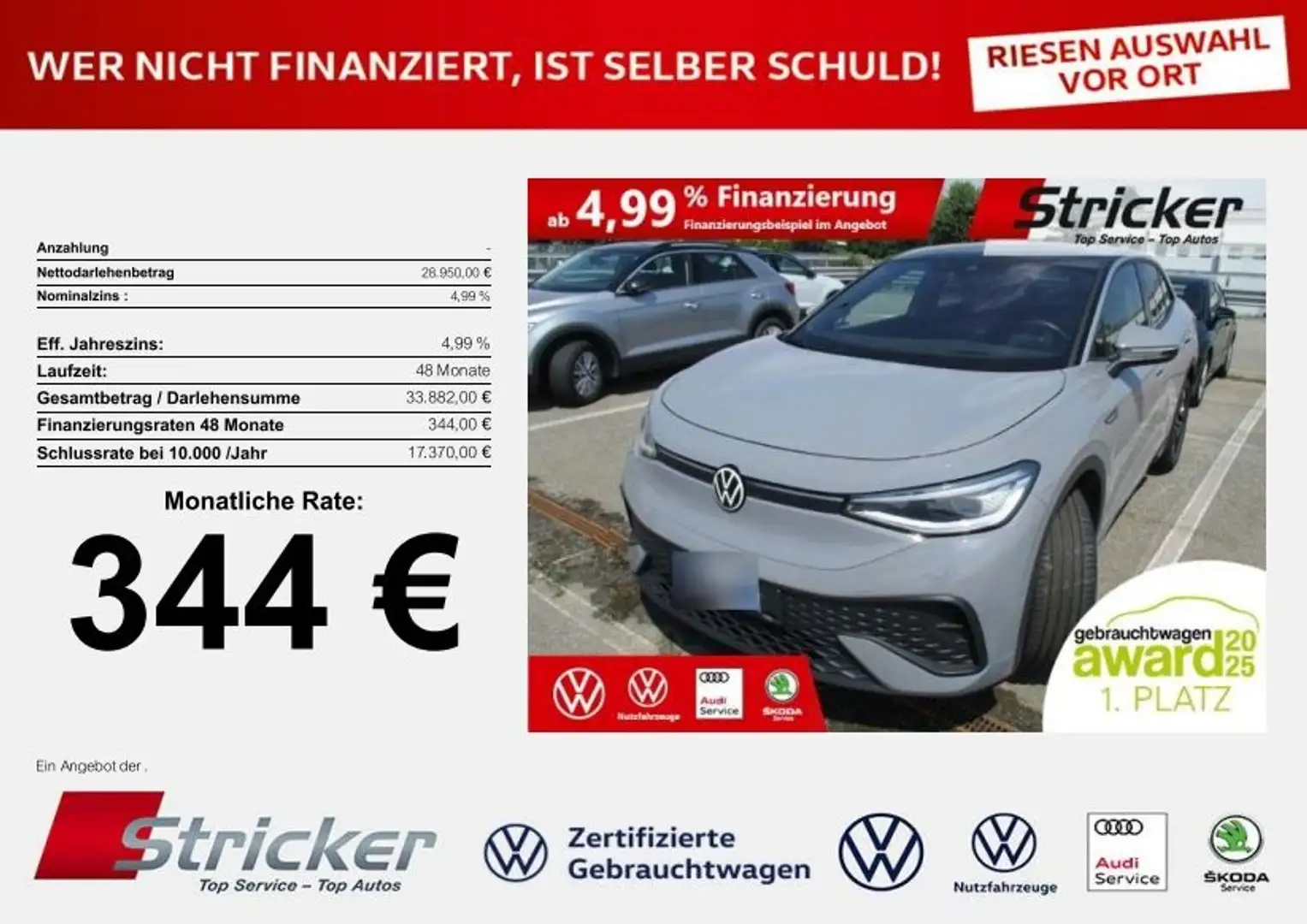 Volkswagen ID.5 Pro Performance 150/77 344,-ohne Anzahlung Pano W Grau - 1