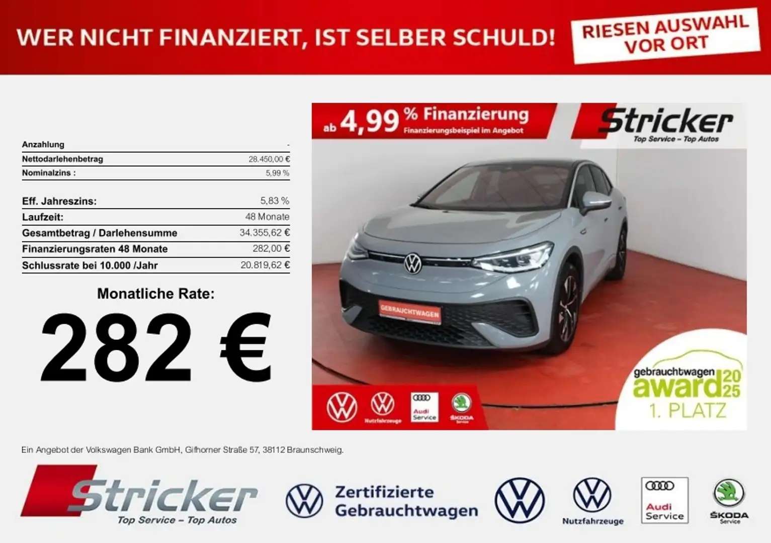 Volkswagen ID.5 Pro Performance 150/77 282,-ohne Anzahlung Pano W Grau - 1