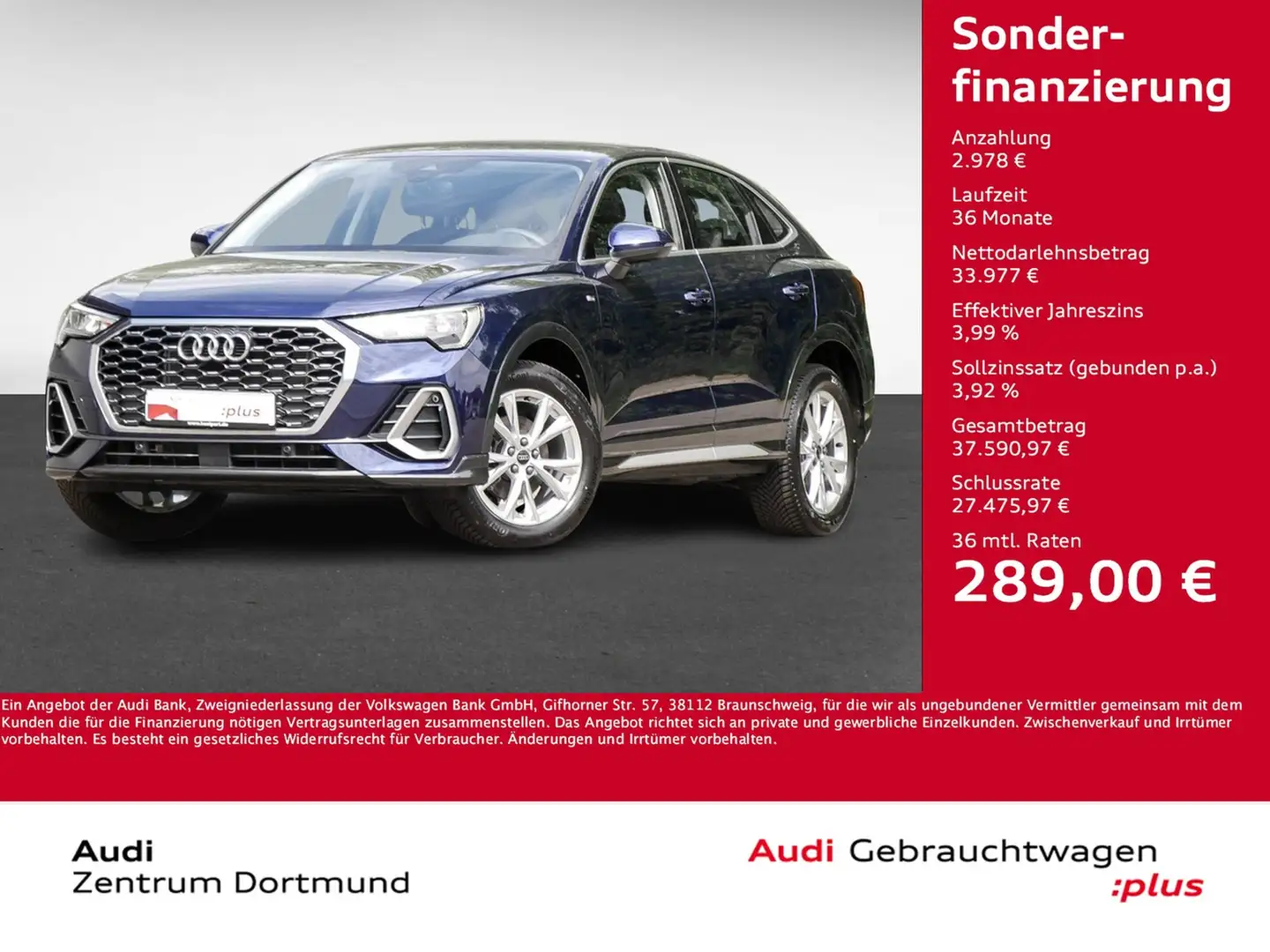 Audi Q3 Sportback 35 S LINE NAVI+ ACC LM18 ACC Modrá - 1