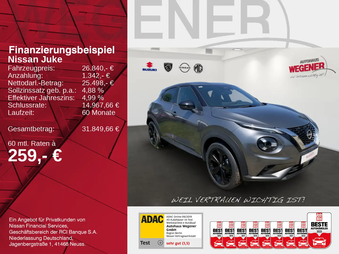Nissan Juke JUKE 1.0 DIG-T 114 PS 6MT TEKNA Bose BFS Grau - 2