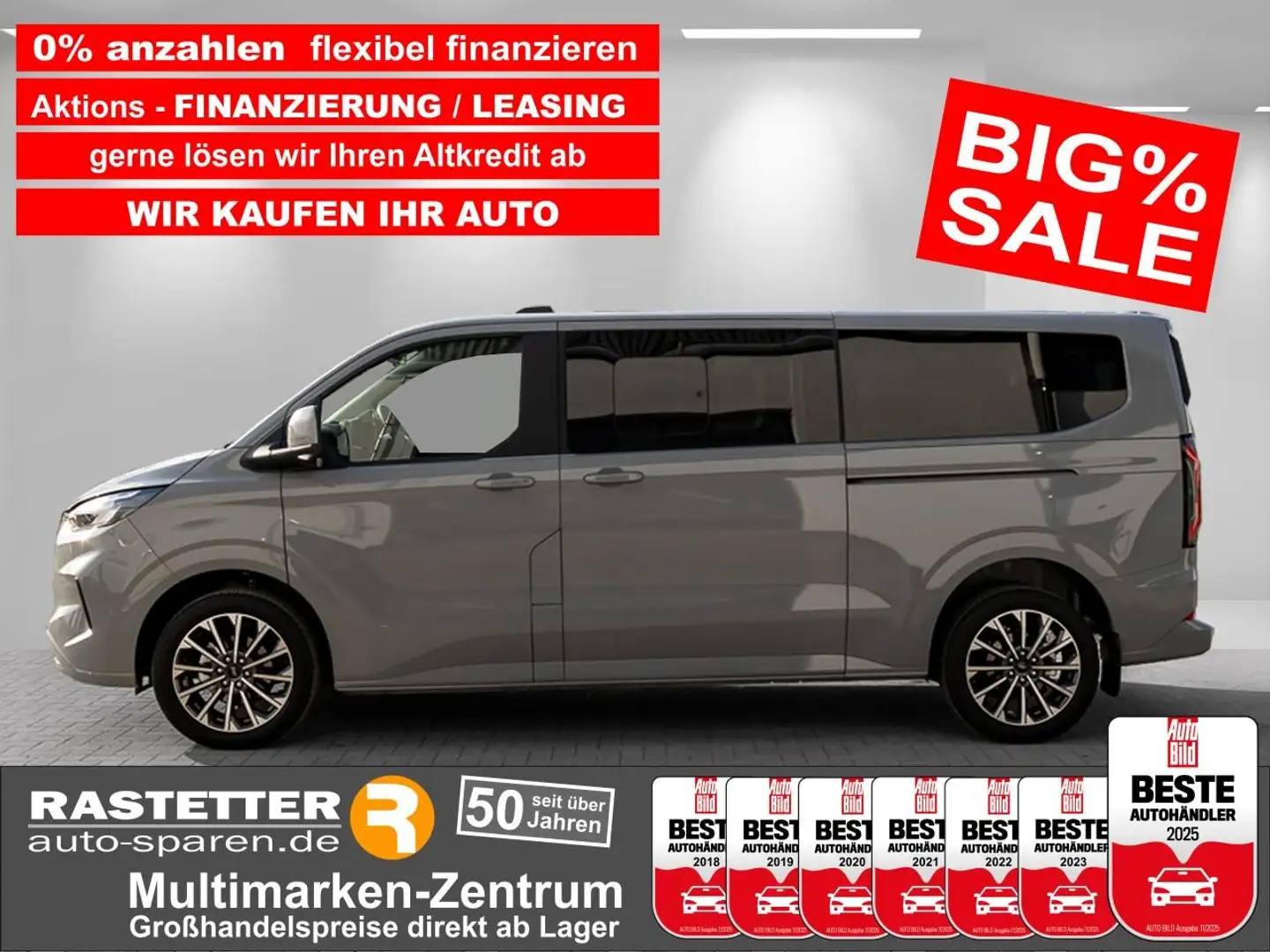 Ford Tourneo Custom L2 Titanium X 8S 5Jahre+Leder+19Z+Navi+SYNC4+ACC+3 Grau - 1