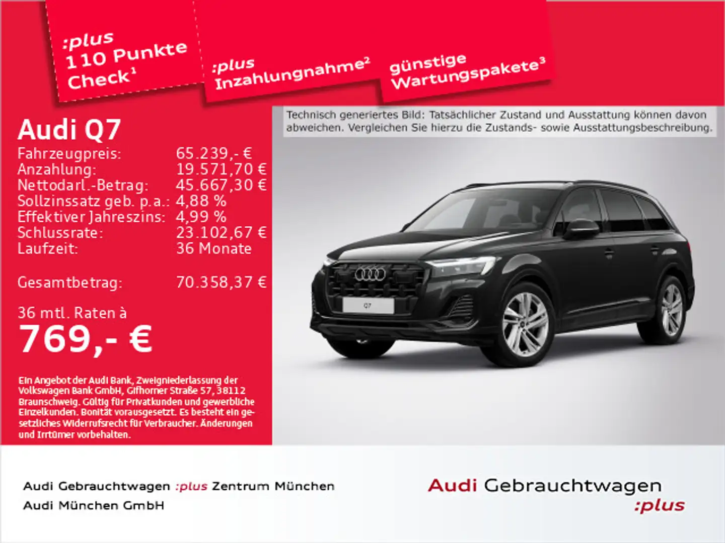 Audi Q7 45 TDI qu. tiptr. Matrix/7-Sitzer/HUD/Luftfed Schwarz - 1
