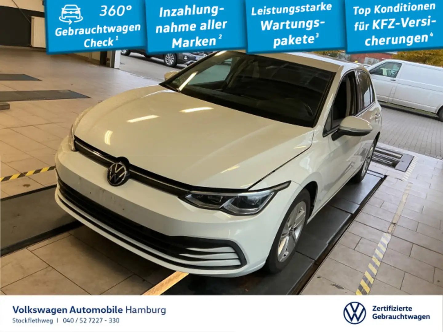 Volkswagen Golf VIII 1.5 TSI LED Navi Cam CarPlay GJ-Reifen Weiß - 1