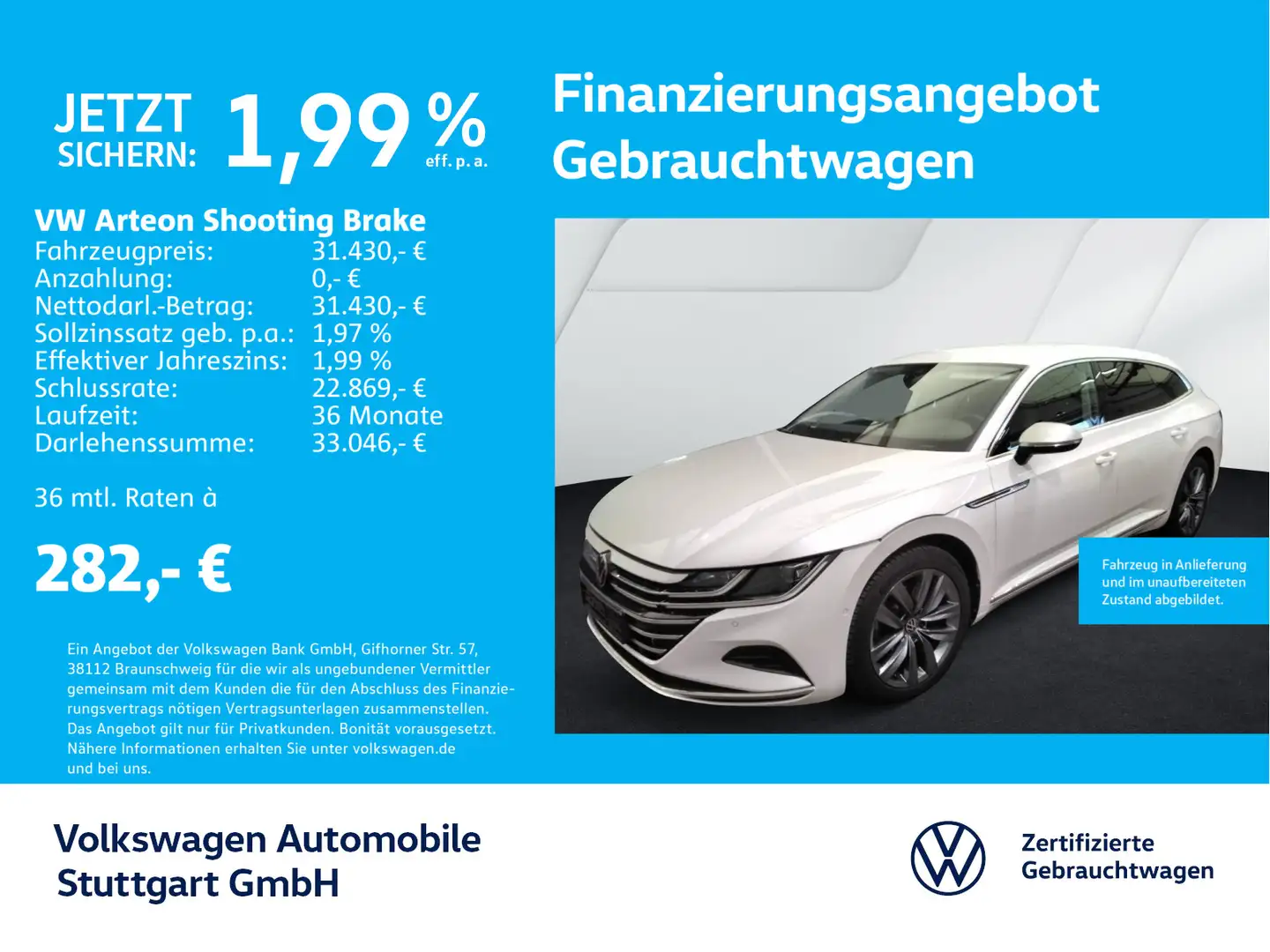 Volkswagen Arteon Elegance 2.0 TSI DSG Navi Weiß - 1