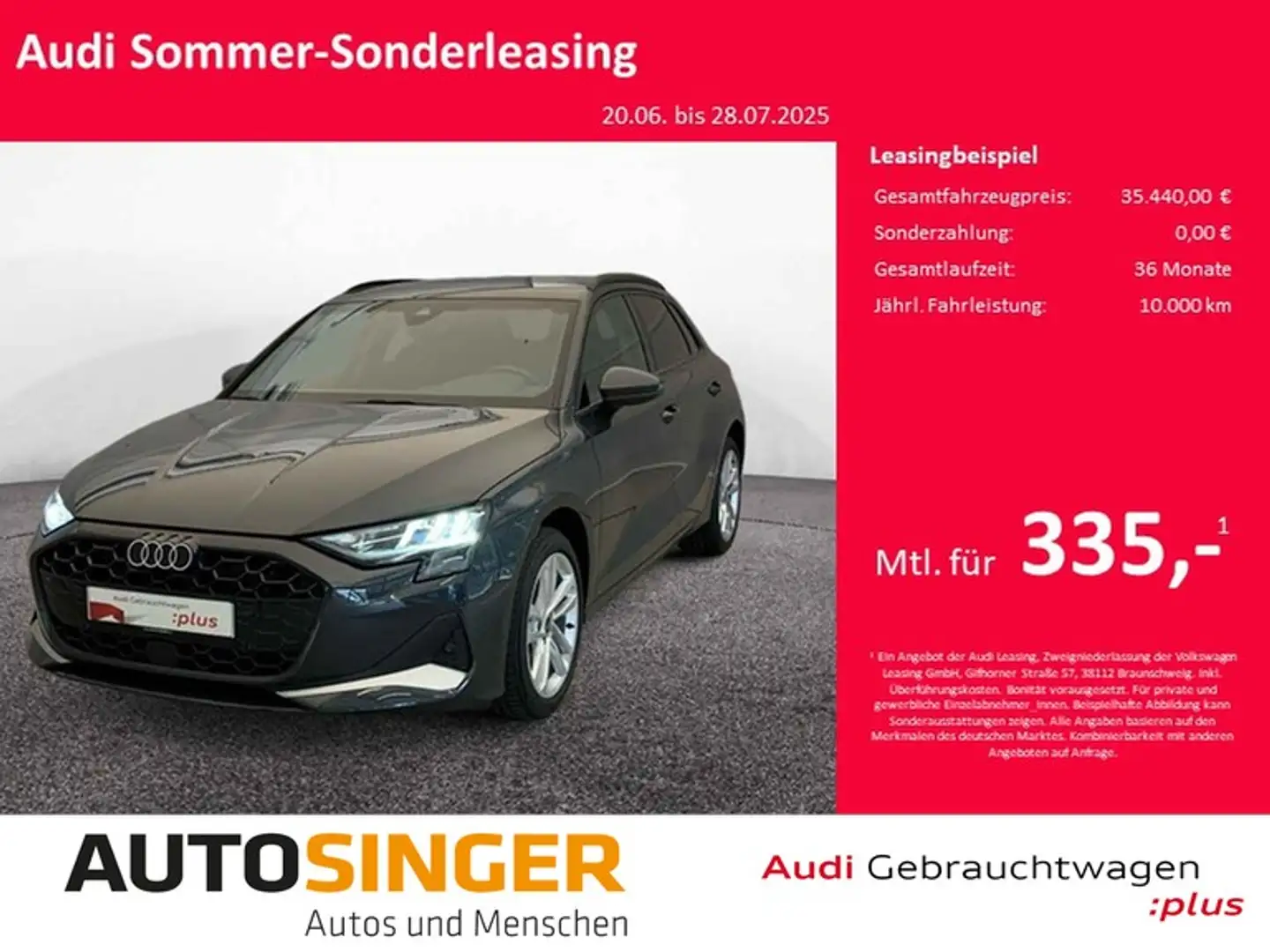 Audi A3 Sportback advanced 35 TFSI *NAV*AHK*ACC*R-CAM Grau - 1