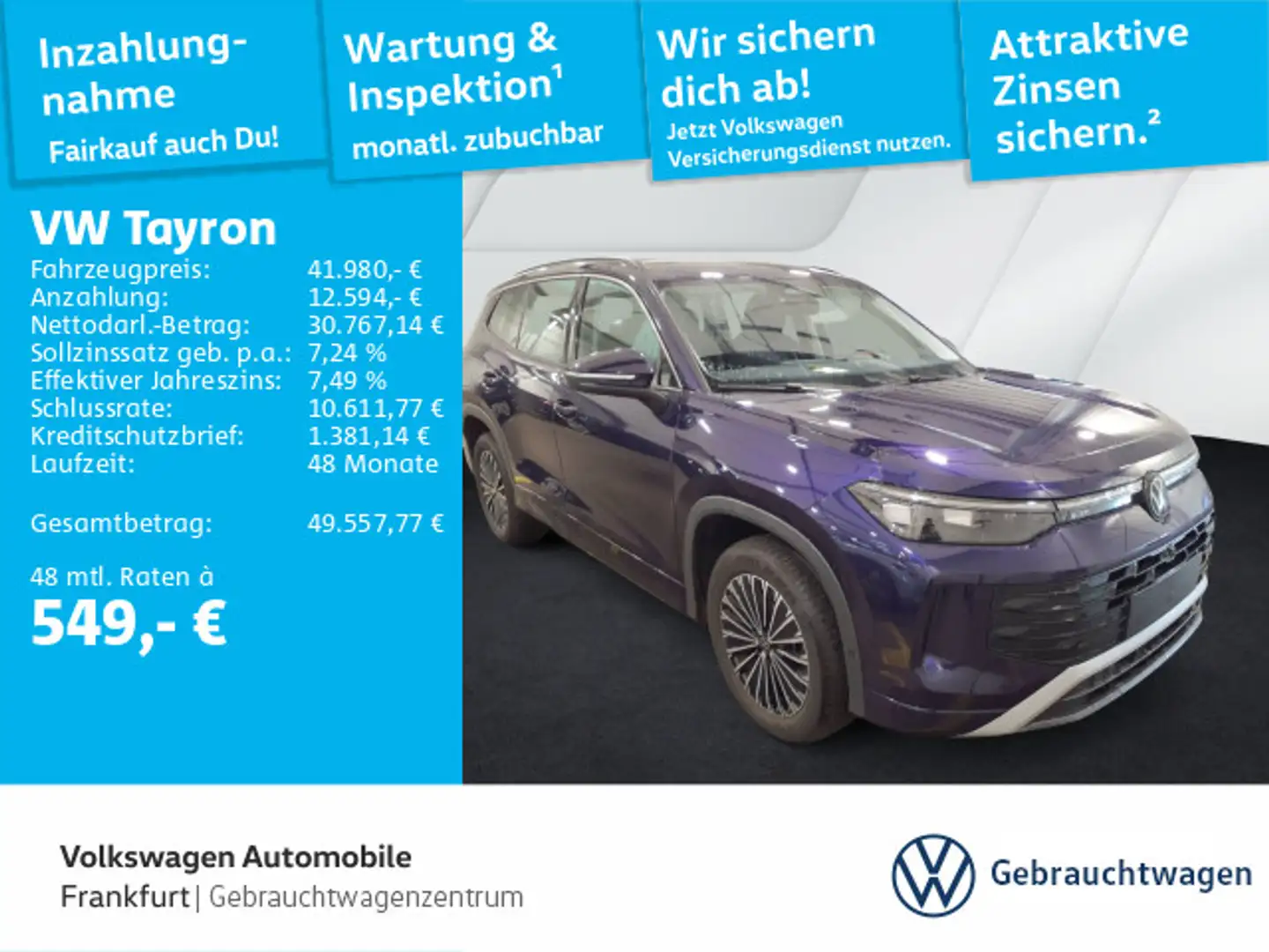 Volkswagen Tayron 2.0 TDI DSG 4Motion Life DAB+ IQLight IQD Violett - 1