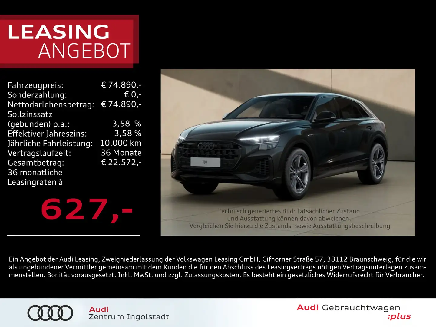 Audi Q8 55 TFSI e qu MATRIX Luft AHK HuD Optik-schw. Schwarz - 1