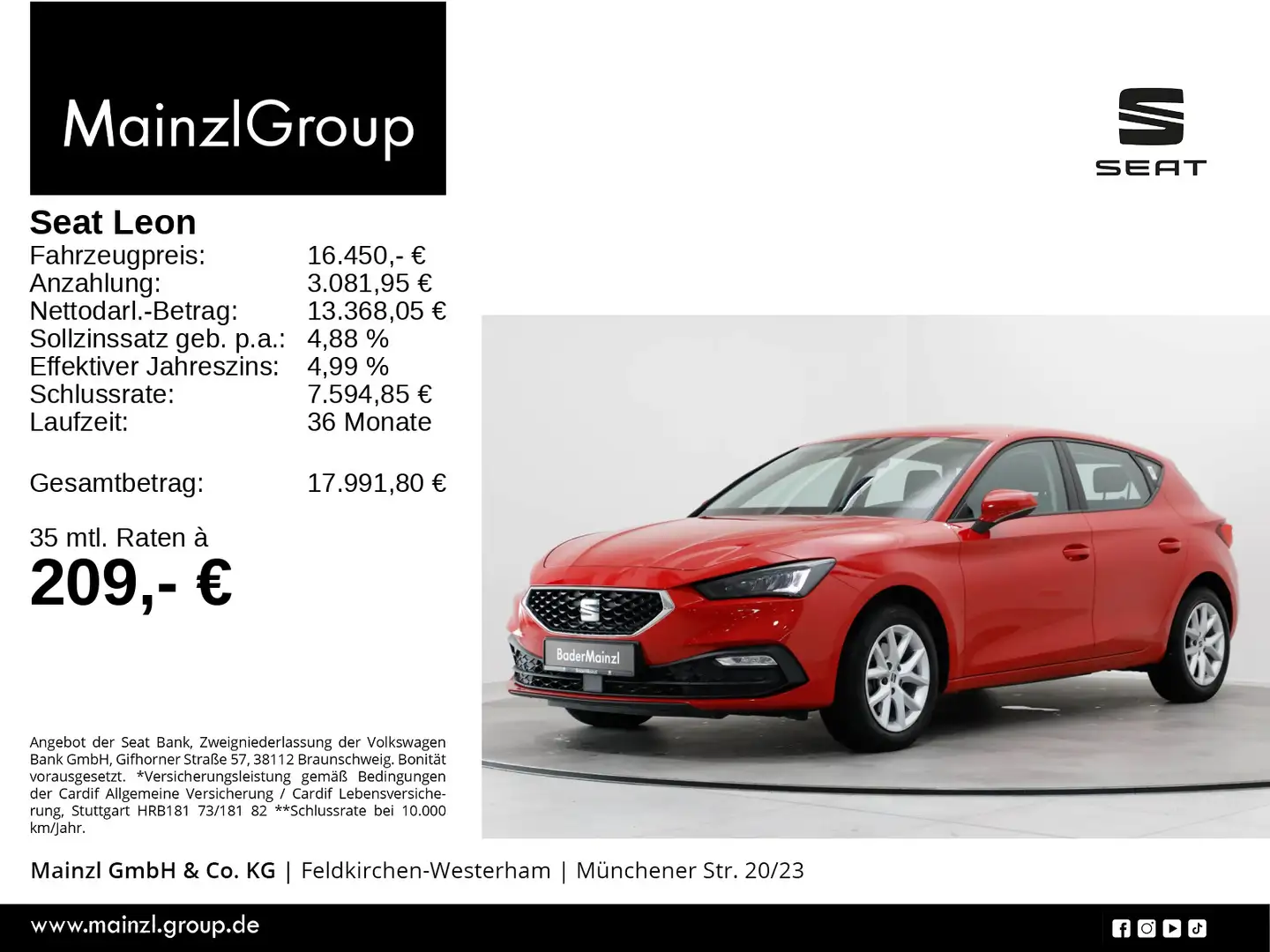 SEAT Leon 1.0 TSI Style LED PDC Sitzheizung Alu MFL Rot - 1