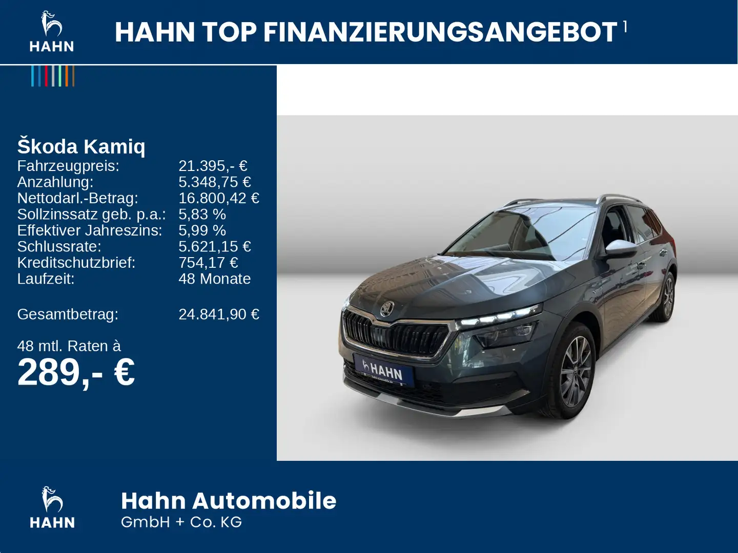 Skoda Kamiq 1.5 TSI DSG Scoutline AHK LED Navi Einpark Grau - 2