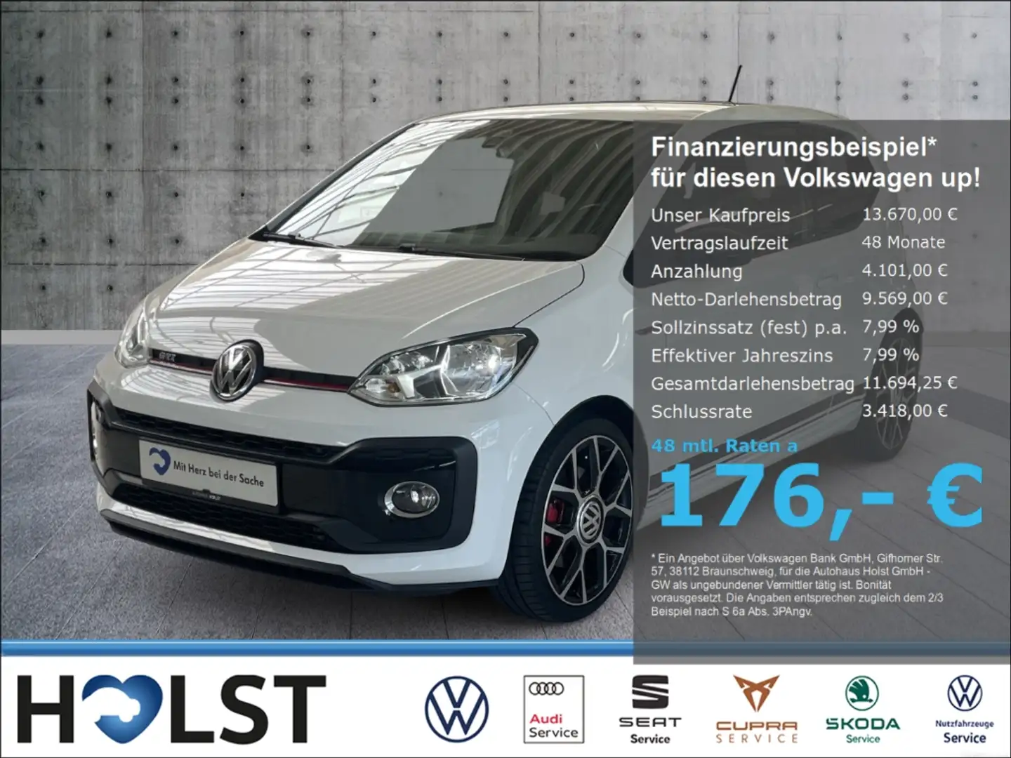 Volkswagen up! 1.0TSI GTI Licht/Regen PDC Climatronic Weiß - 1