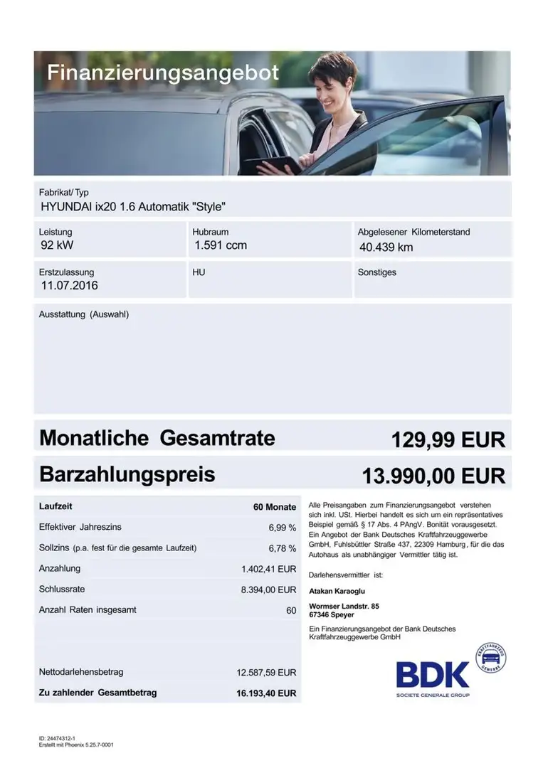 Hyundai iX20 1.6 AT NAVI/CAM/CLIMA./PDC/SHZ/GARANTIE Grau - 1