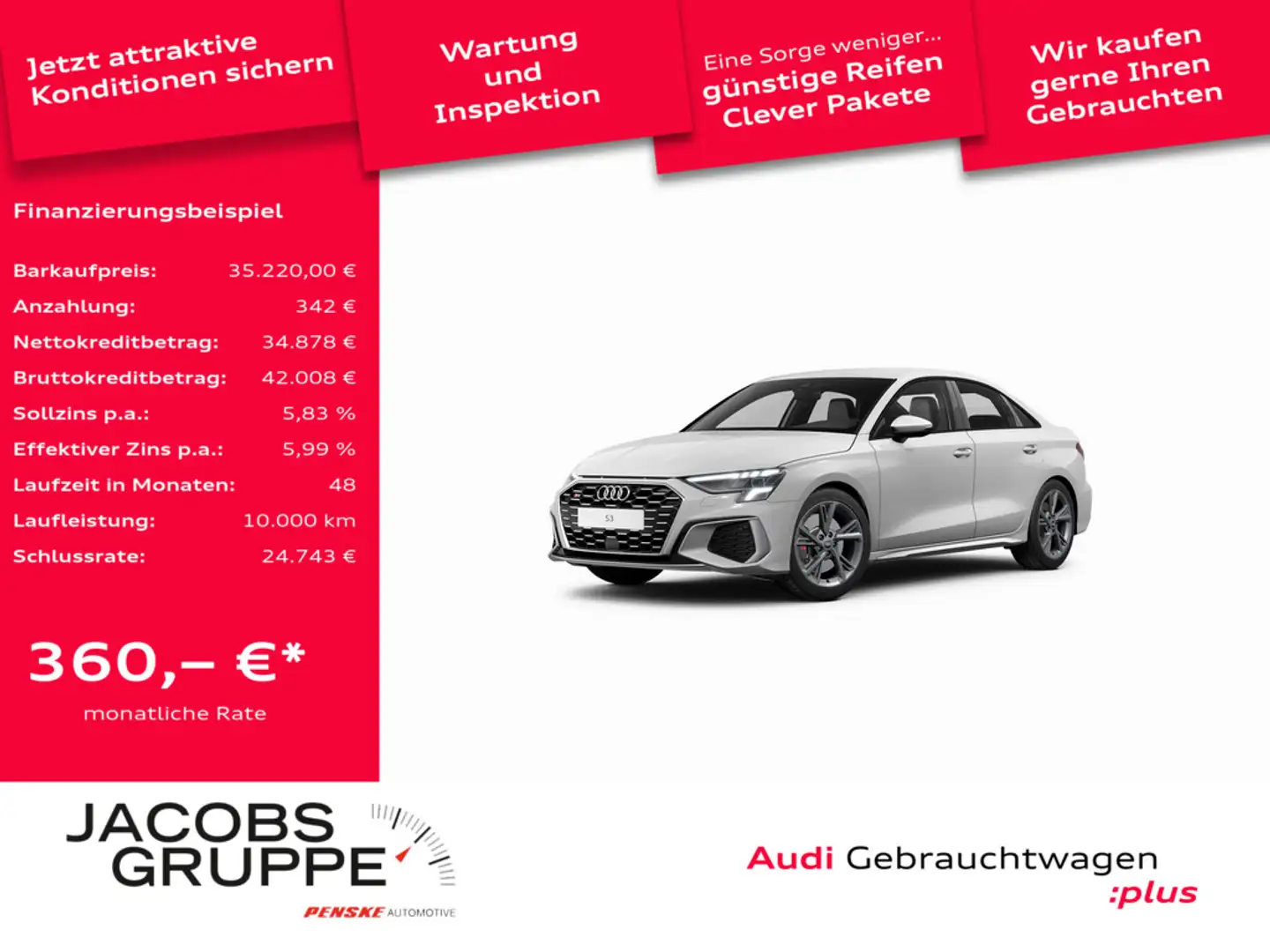 Audi S3 Limousine 2.0 TFSI quattro LED*PDC * Blanc - 1