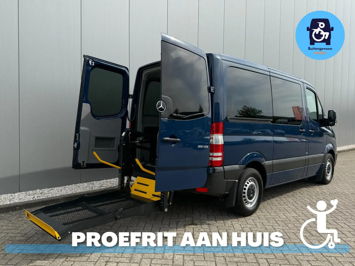 Mercedes-Benz Sprinter 316 CDI Rolstoelbus (12/2017) Automaat | Airco | R Bleu - 1