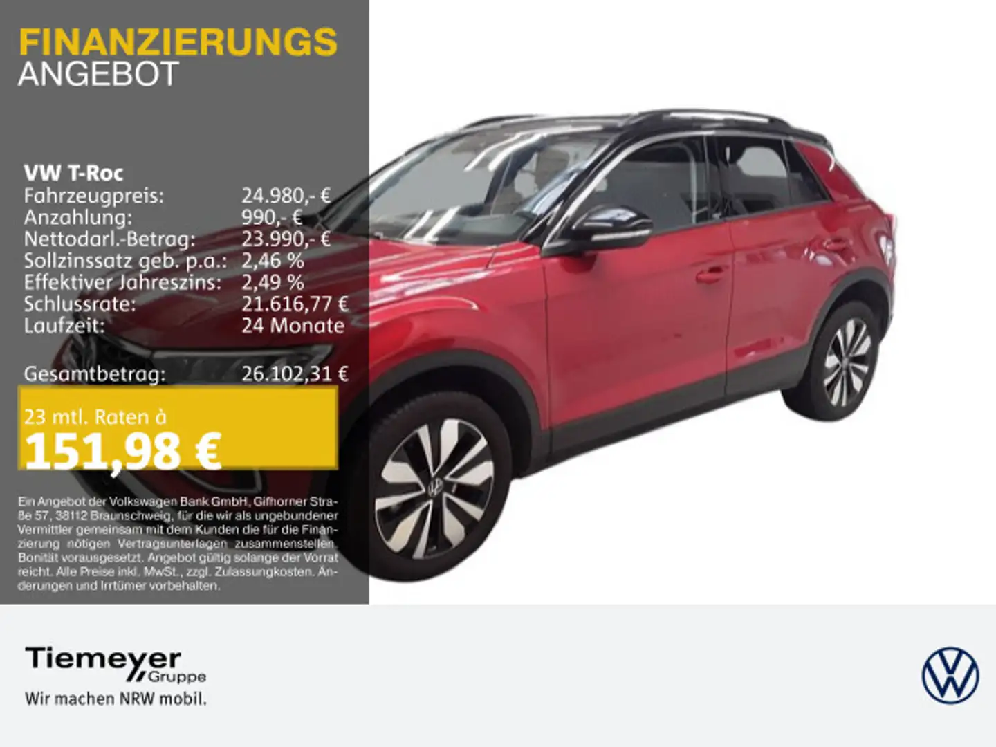 Volkswagen T-Roc 1.5 TSI MOVE AHK NAVI LED SITZHZG Rosso - 1