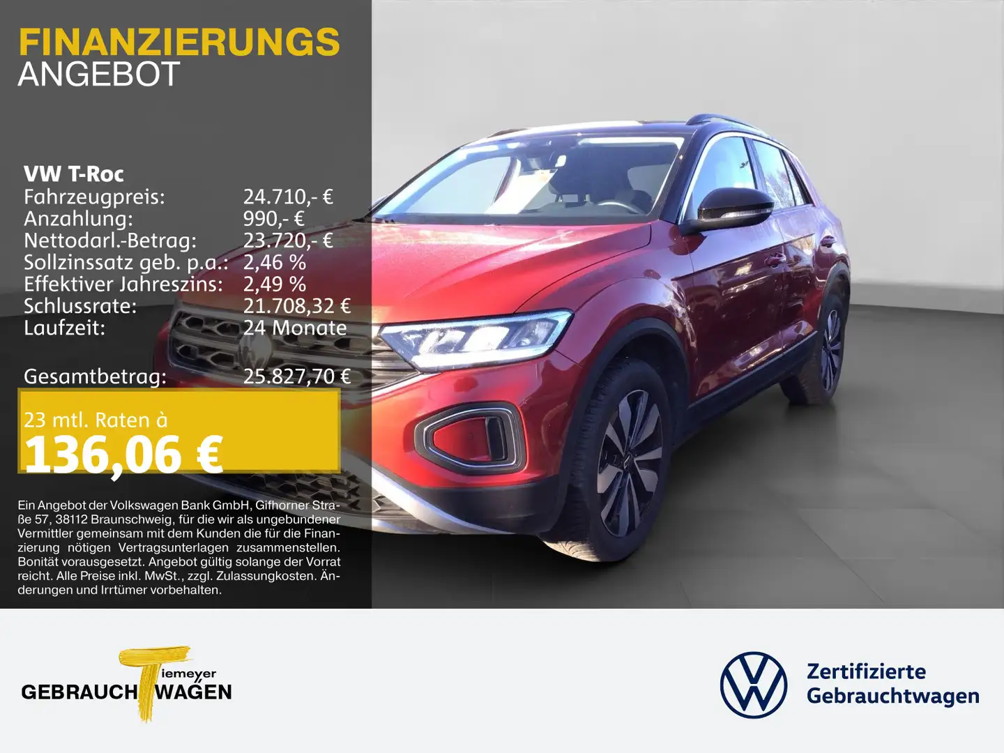 Volkswagen T-Roc 1.5 TSI MOVE AHK NAVI LED SITZHZG Rot - 1