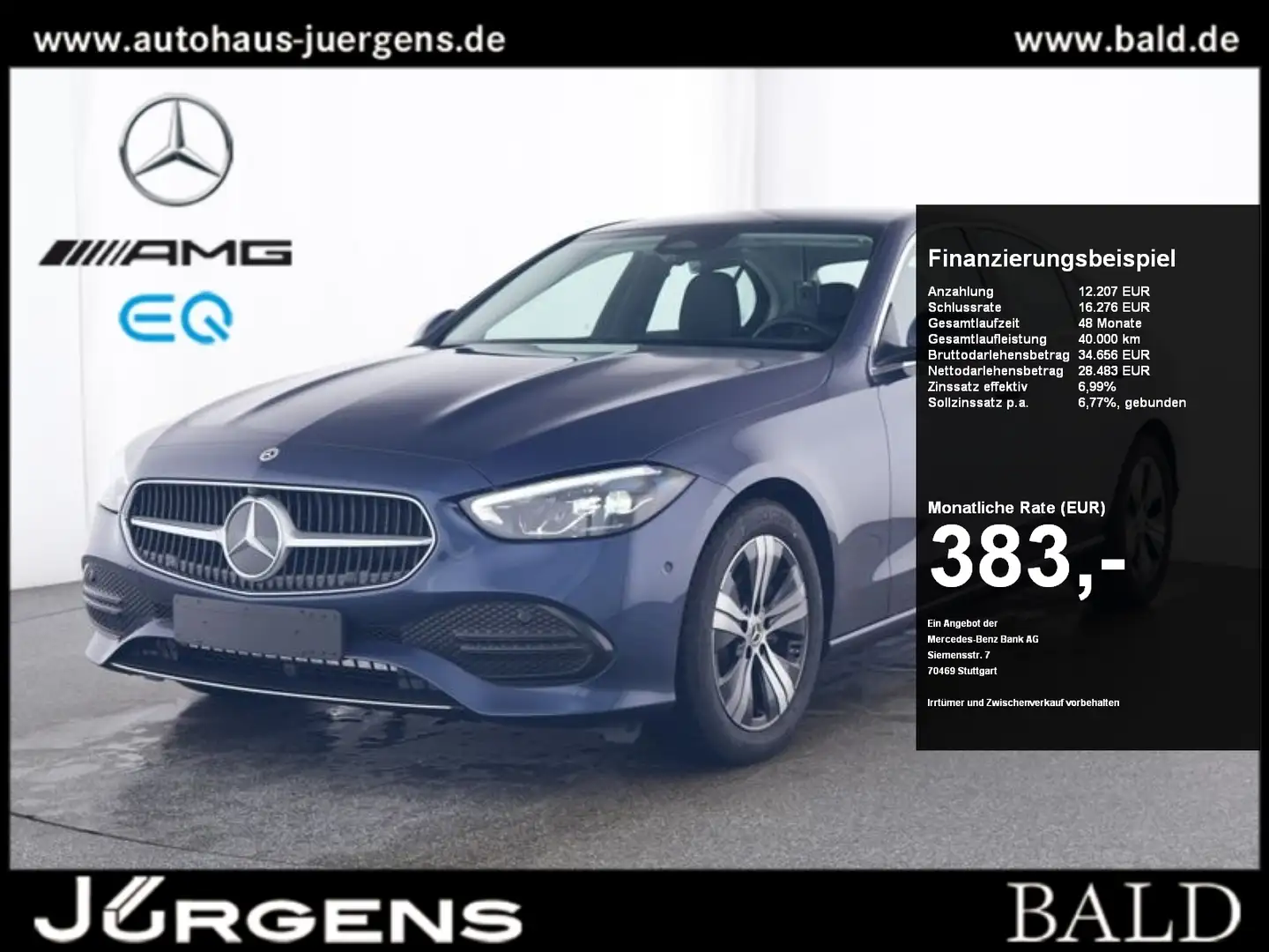 Mercedes-Benz C 180 Avantgarde/LED/360/Pano/Leder/Ambiente/17" Blau - 1