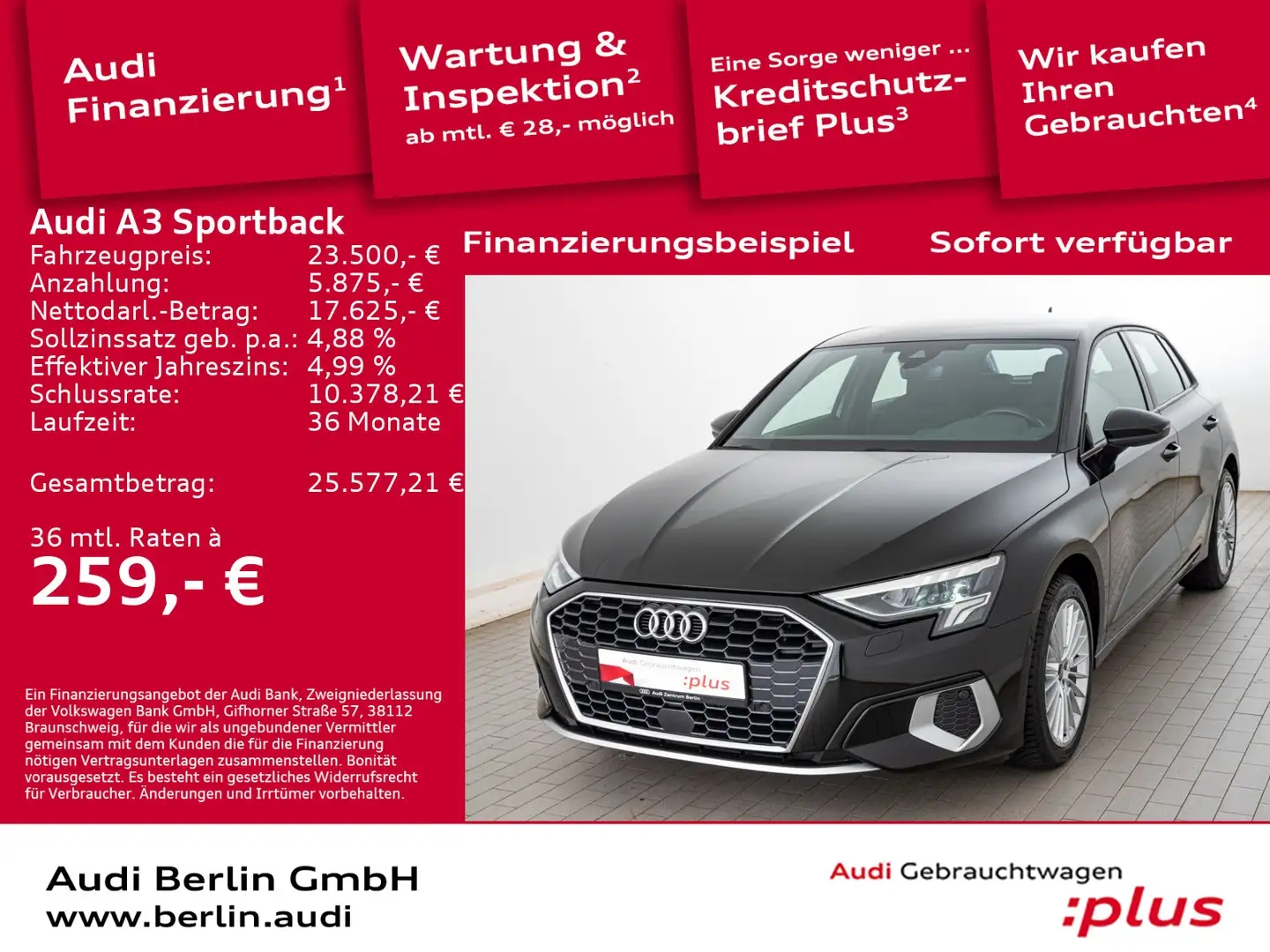 Audi A3 advanced 30 TFSI S tr. LED NAVI PDC Schwarz - 1
