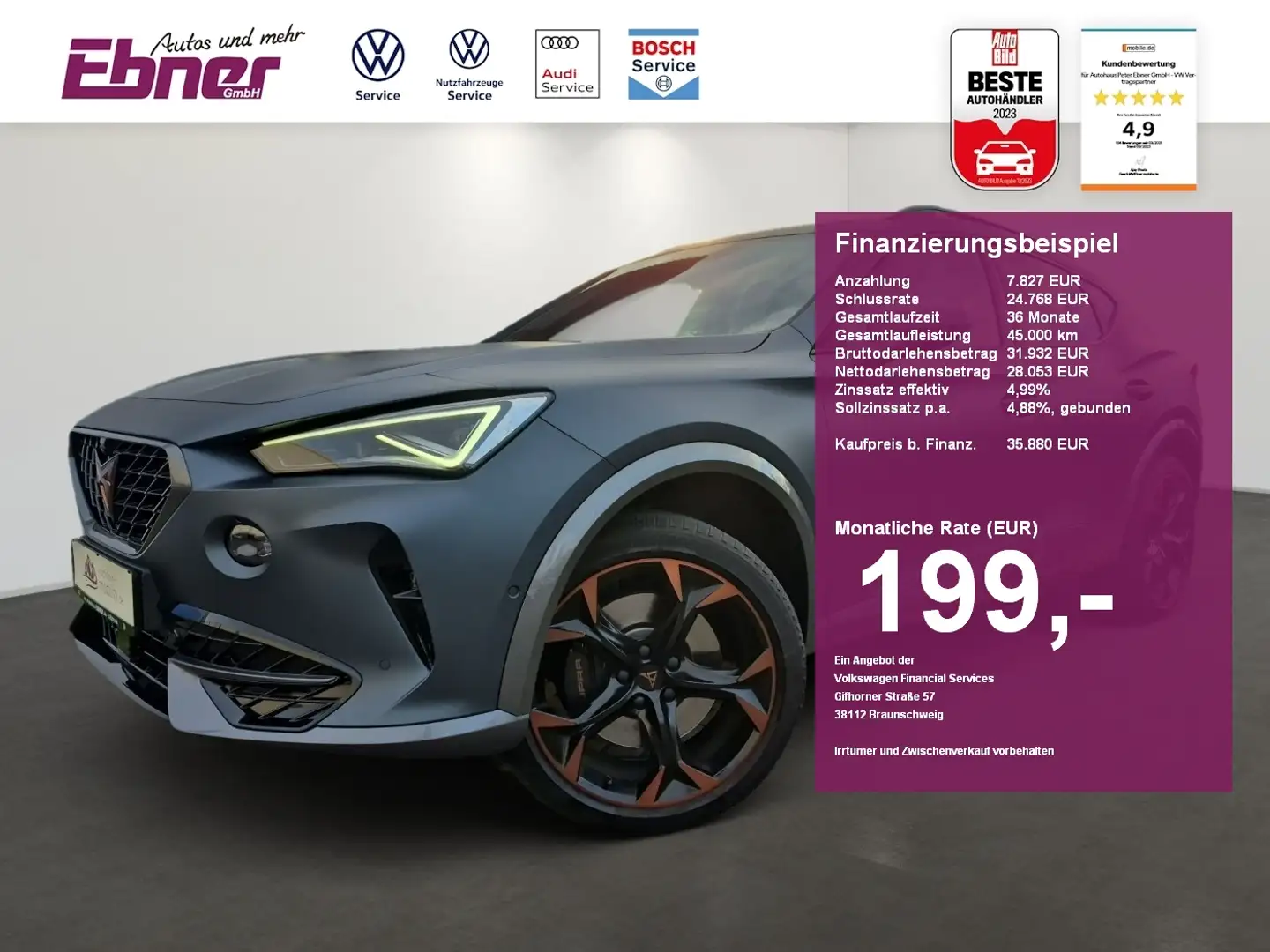 CUPRA Formentor VZ 4DRIVE DSG NP:62tEUR! MATT+PANO+AHK+360+BEATS+e Grau - 1