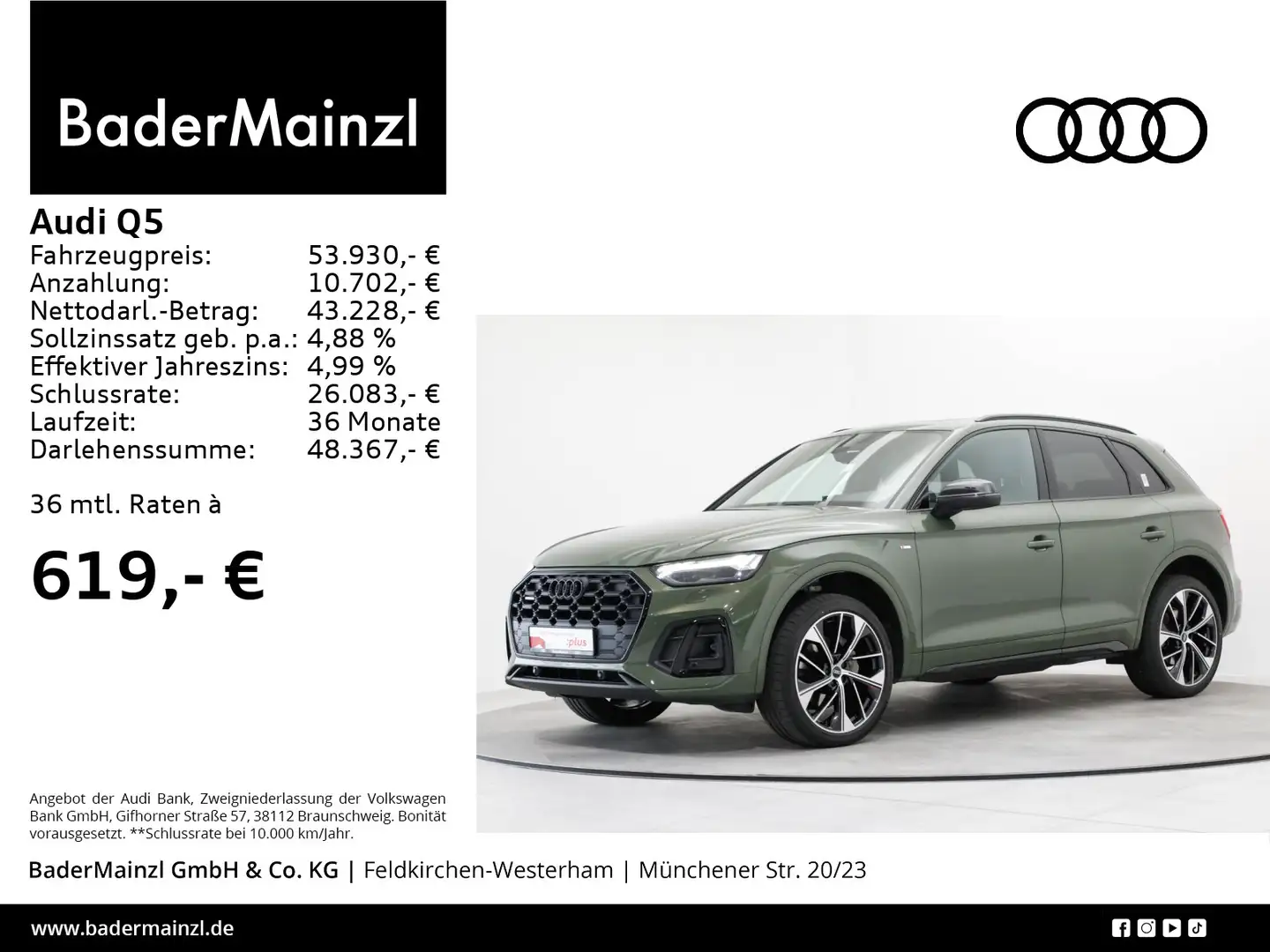 Audi Q5 40 TDI quattro S line AHK Matrix Pano Stdhz Grün - 1