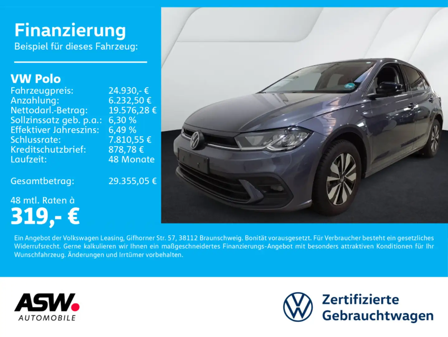 Volkswagen Polo Goal 1.0 TSI DSG LED Navi RFK SHZ ACC AHK Grau - 1