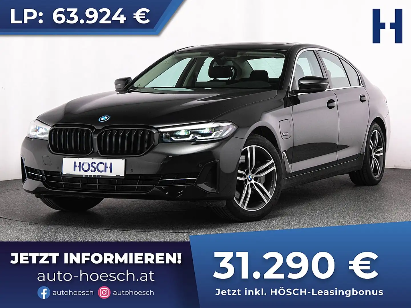 BMW 520 e PHEV LIVE PROF AHK GLASDACH R-KAM++ Negro - 1