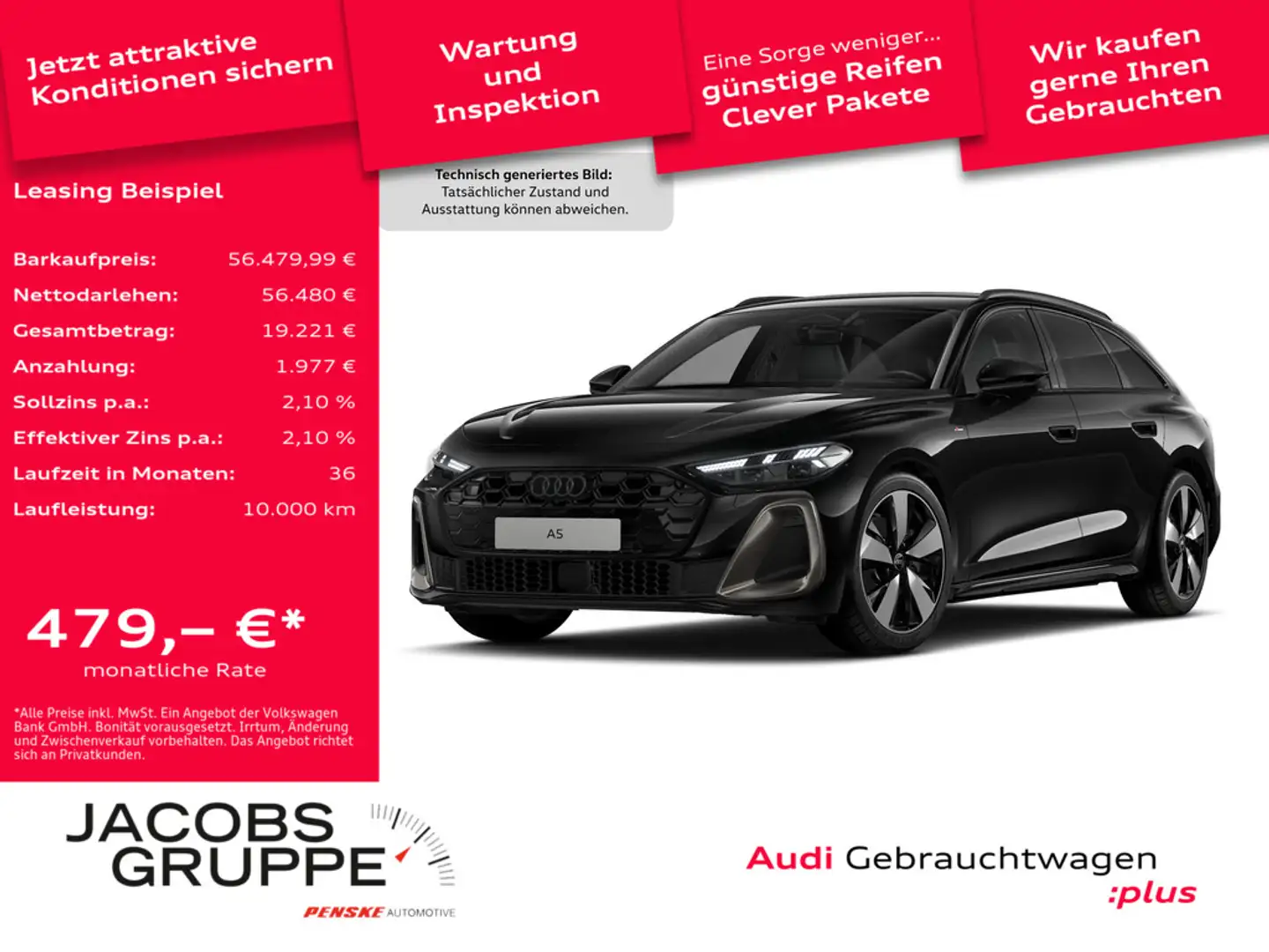 Audi A5 Avant 150 kW TFSI quattro edition one ACC, Schwarz - 1
