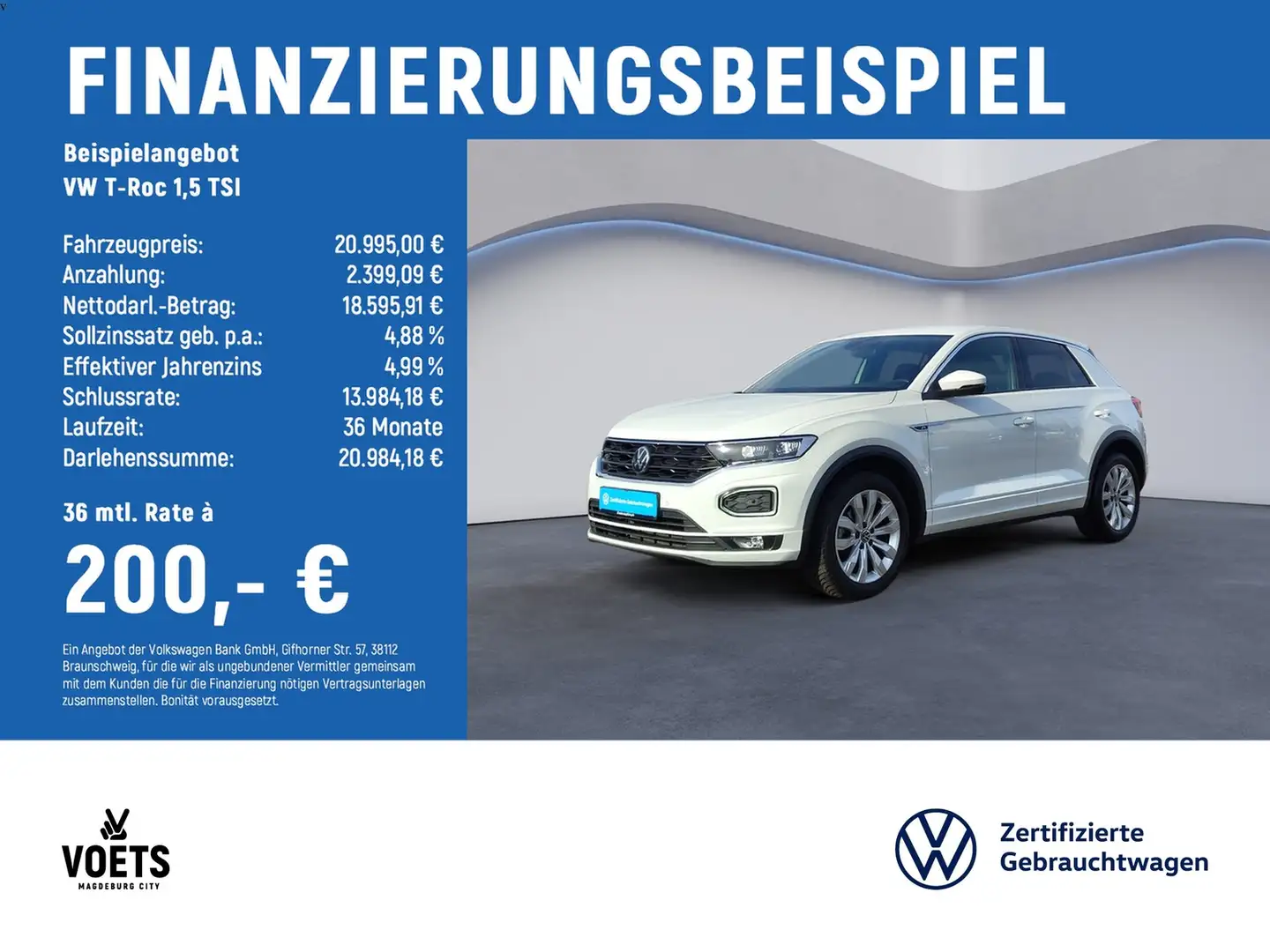 Volkswagen T-Roc 1,5 TSI R-Line NAVI+LED+ACC Blanc - 2