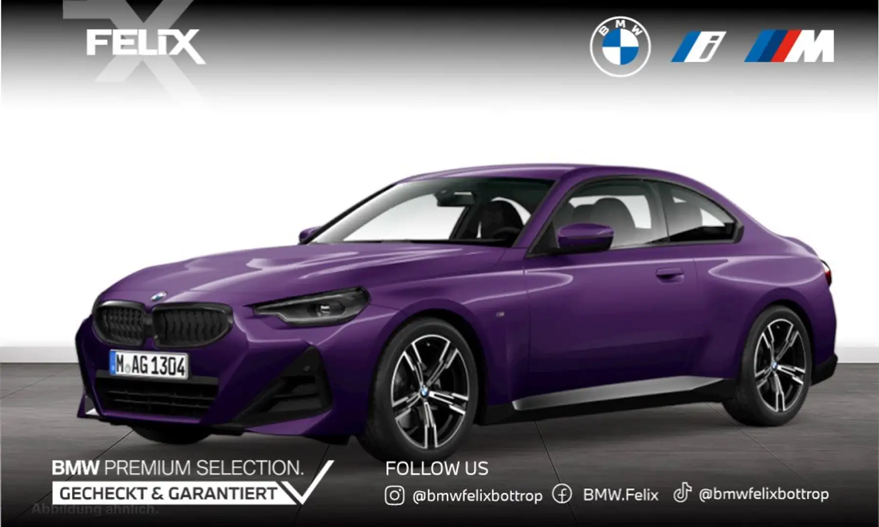 BMW 220 i Coupé+M SPORTPAKET+WIDESCREEN+SPORT AUTOMATIK Violett - 1