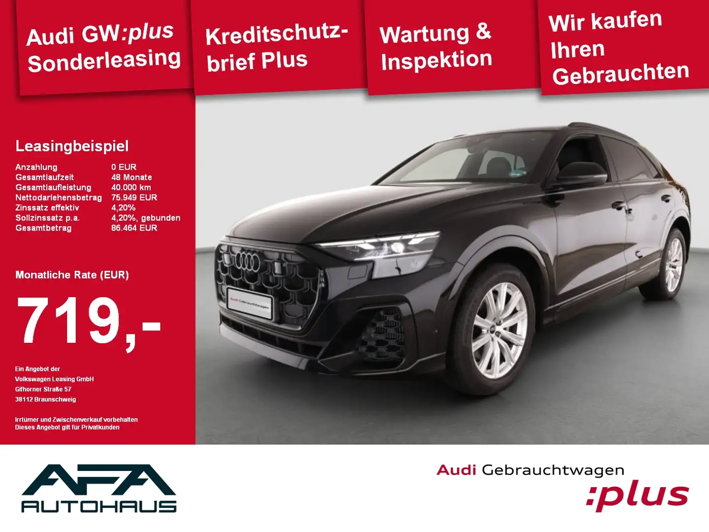 Audi Q8 55 TFSI qu. tiptr. S-Line*Luft*AHK*Pano*Matrix Schwarz - 1