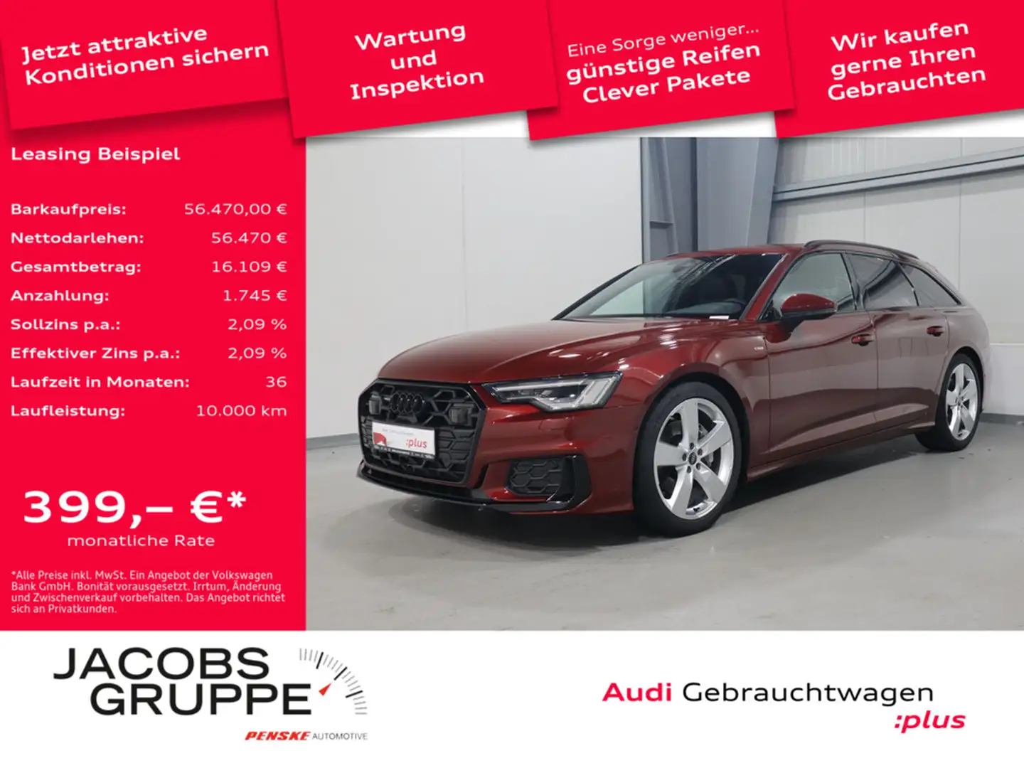 Audi A6 Avant 45 TDI quattro S line B&O*Matrix*AHK * Schwarz - 1