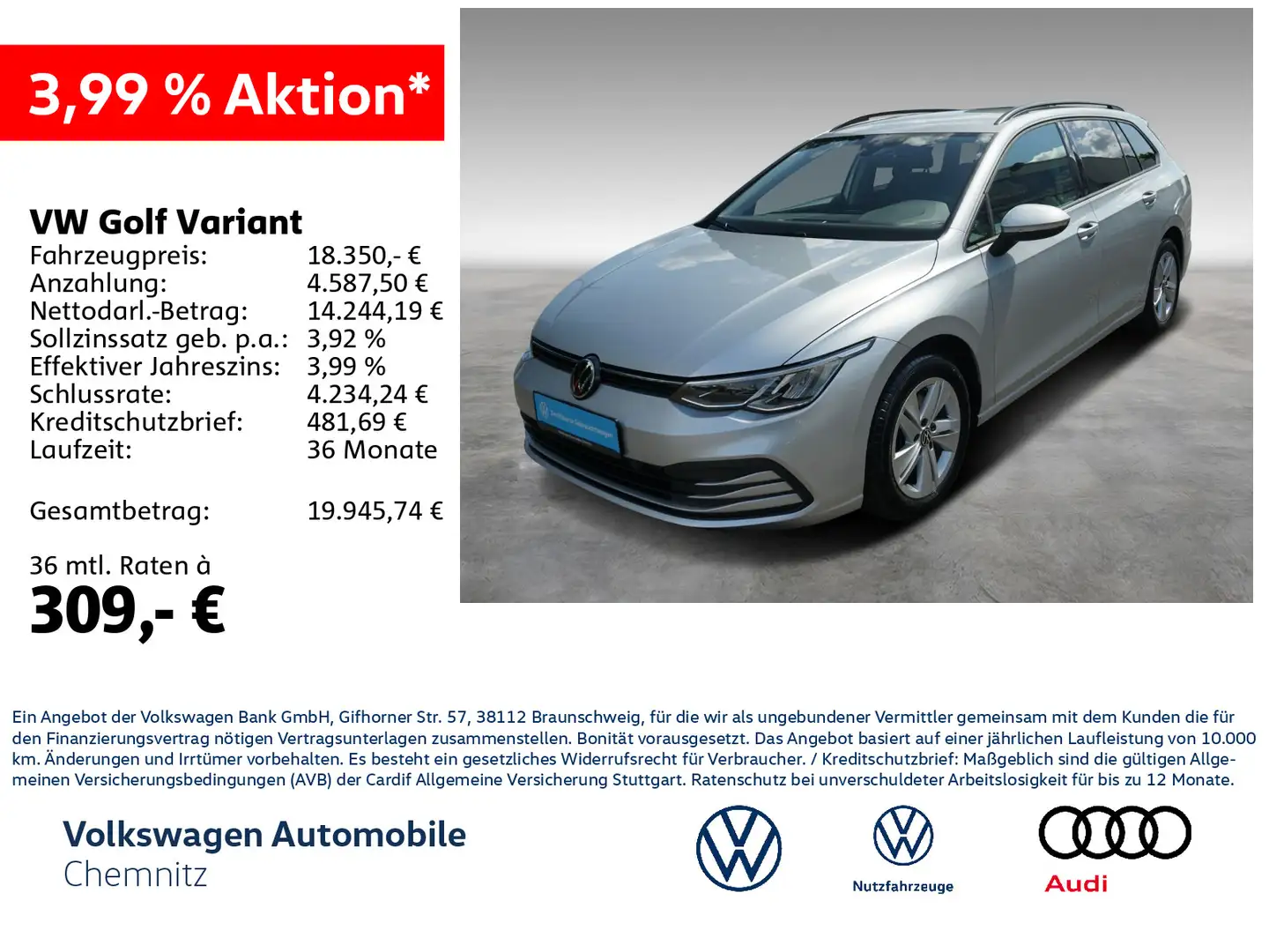 Volkswagen Golf Variant VIII 2.0 TDI Life DAB+ CarPlay LED Silber - 1