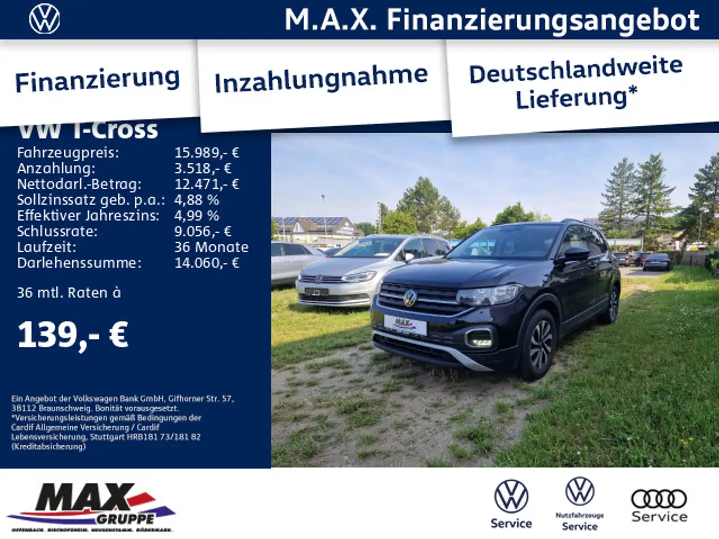 Volkswagen T-Cross 1.0 TSI ACTIVE NAVI+SITZHZG+APP+ALU+DAB+ Nero - 1