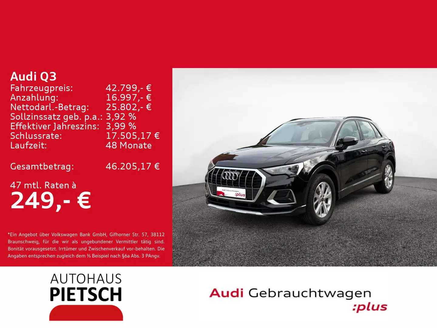 Audi Q3 40 TFSI quattro advanced AHK ACC Keyless Schwarz - 1
