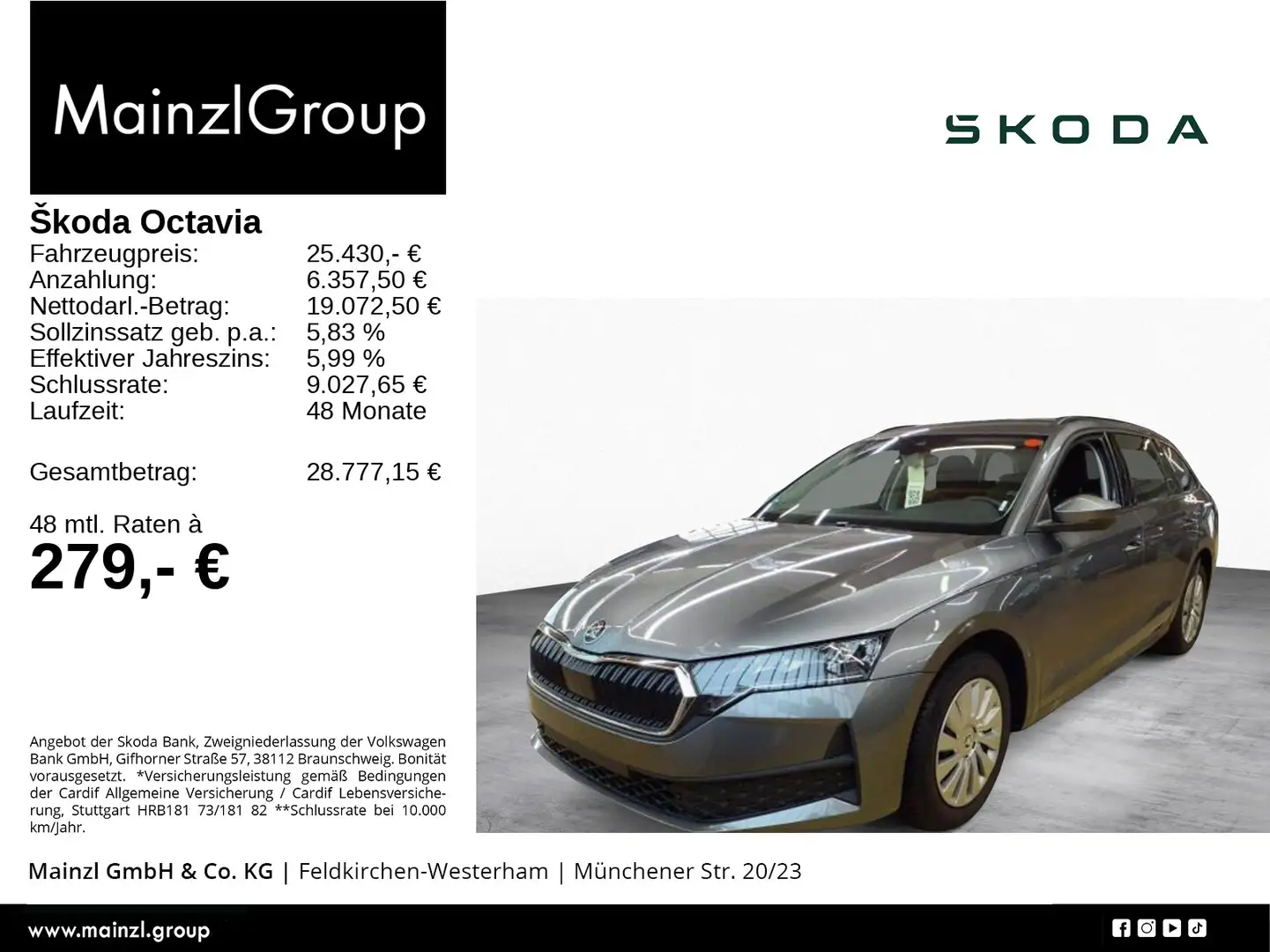 Skoda Octavia Combi 1.5 TSI DSG Essence AHK Carplay Grau - 1