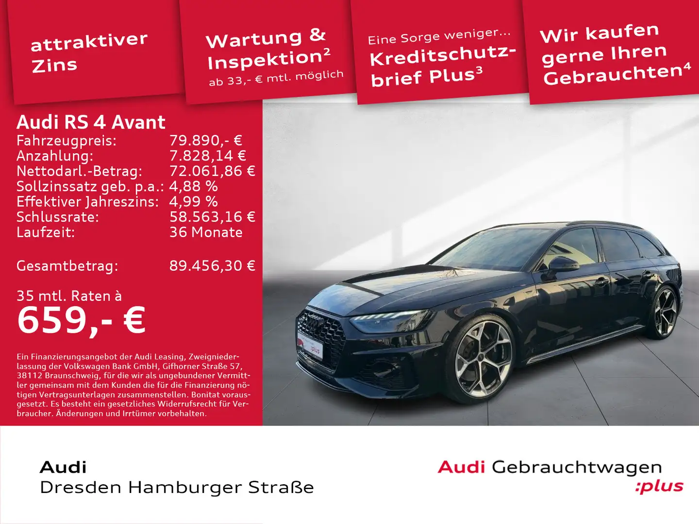 Audi RS4 2.9TFSI quattro Competition Plus AHZV Schwarz - 1